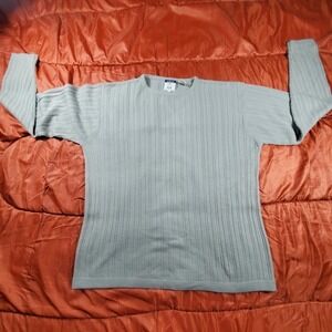 Anthropologie Cousin Johnny Ribbed Crewneck Sweater Large Blue DogLogo Hong Kong